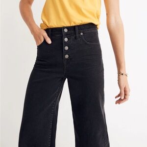 Madewell Wide-Leg Crop Jeans in Lunar Wash: Button-Front Edition